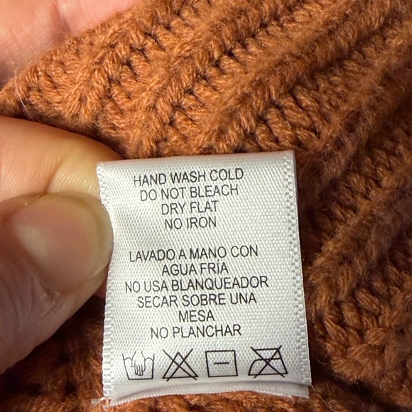 Love Tree Womens Oversized Cropped Orange Rust Knit Sweater W Balloon Sleeves S - Picture 11 of 12